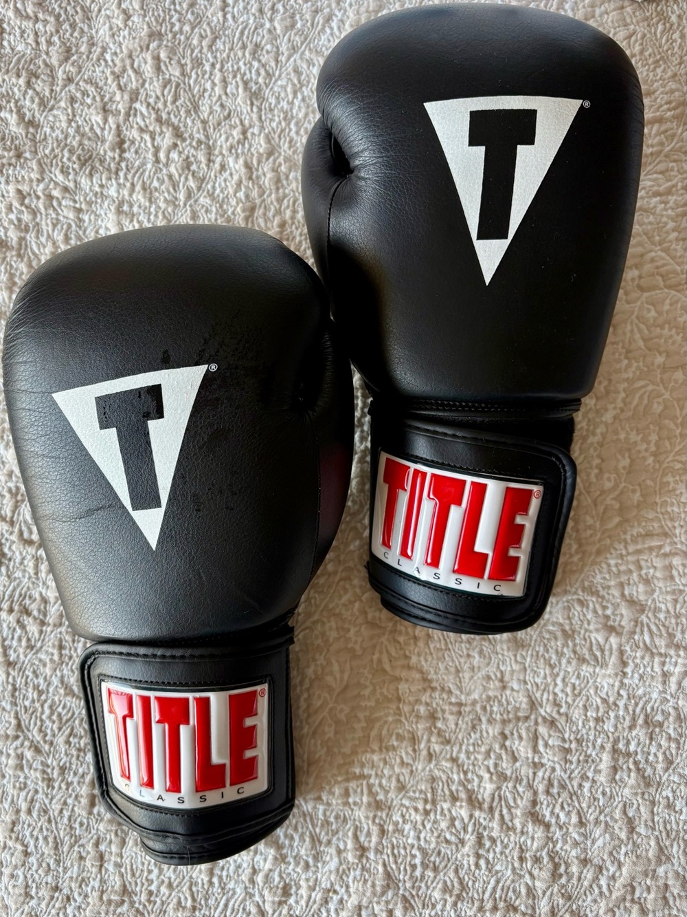 TITLE Boxing Black Gloves with White Logo NIB smoke/pet free home.